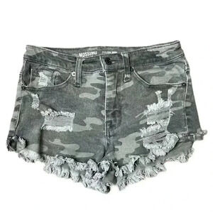 Mossimo | High Rise Shorts | Distressed Camo | Green | Size 00